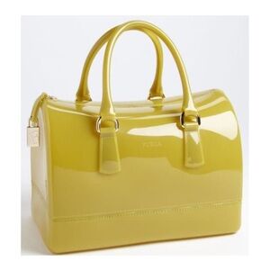 FURLA Citron Yellow Green Jelly Candy Large Satchel Bag
